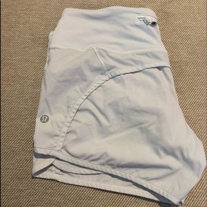 white/gray lululemon shorts